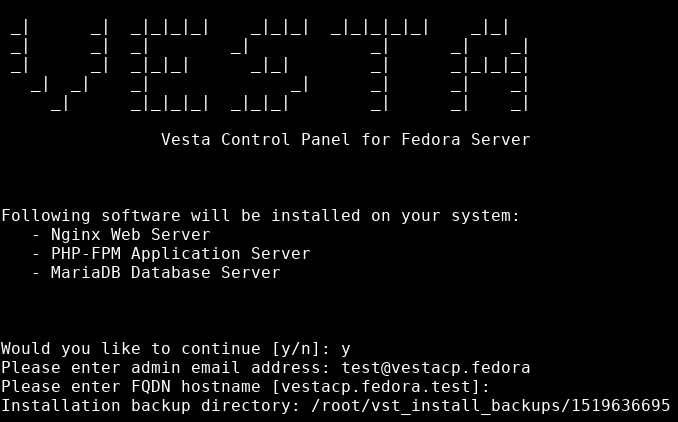 VestaCP на Fedora